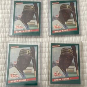 1986 Barry Bonds Donruss Rookie Cards Mint Condition,  Lot of 4